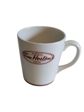 Tim Hortons "Always Fresh" Bilingual-Lg. 16oz Mug White/Red-Made in England-2011